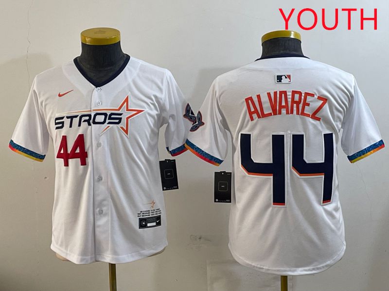 Youth Houston Astros #44 Alvarez White Fourth generation Joint Name 2025 Nike MLB Jersey style 4